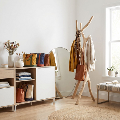 Branch Coat Rack – Natural Wood Floor Standing Clothes &amp; Hat Stand, Sculptural Tree Design Entryway Organizer